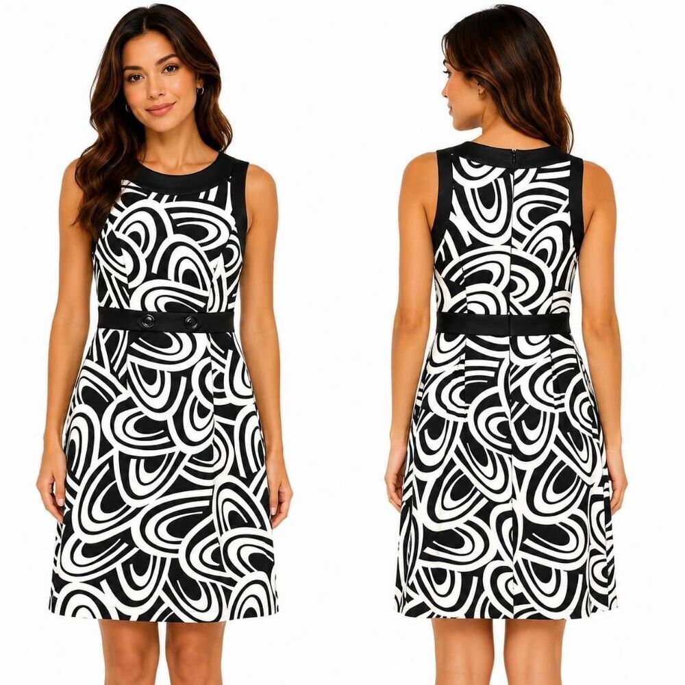 Maurices Black White Abstract Sheath Dress Size 5/6